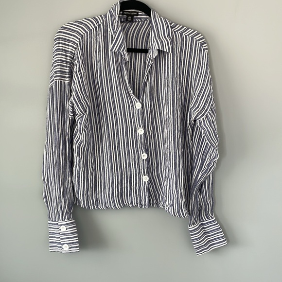 PRETTYLITTLETHING blue striped button shirt shorts set - Picture 2 of 4